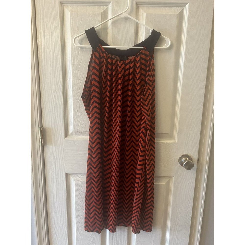 EnFocus Women Size 20 W Coral And‎ Blue Chevron Maxi Dress